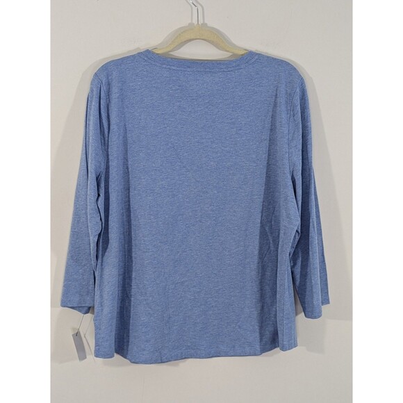 Nwt Talbots Dog Cotton T-shirt Blue Whimsical 3/4 Sleeve Casual Dog Lover Sz XL - Picture 8 of 8